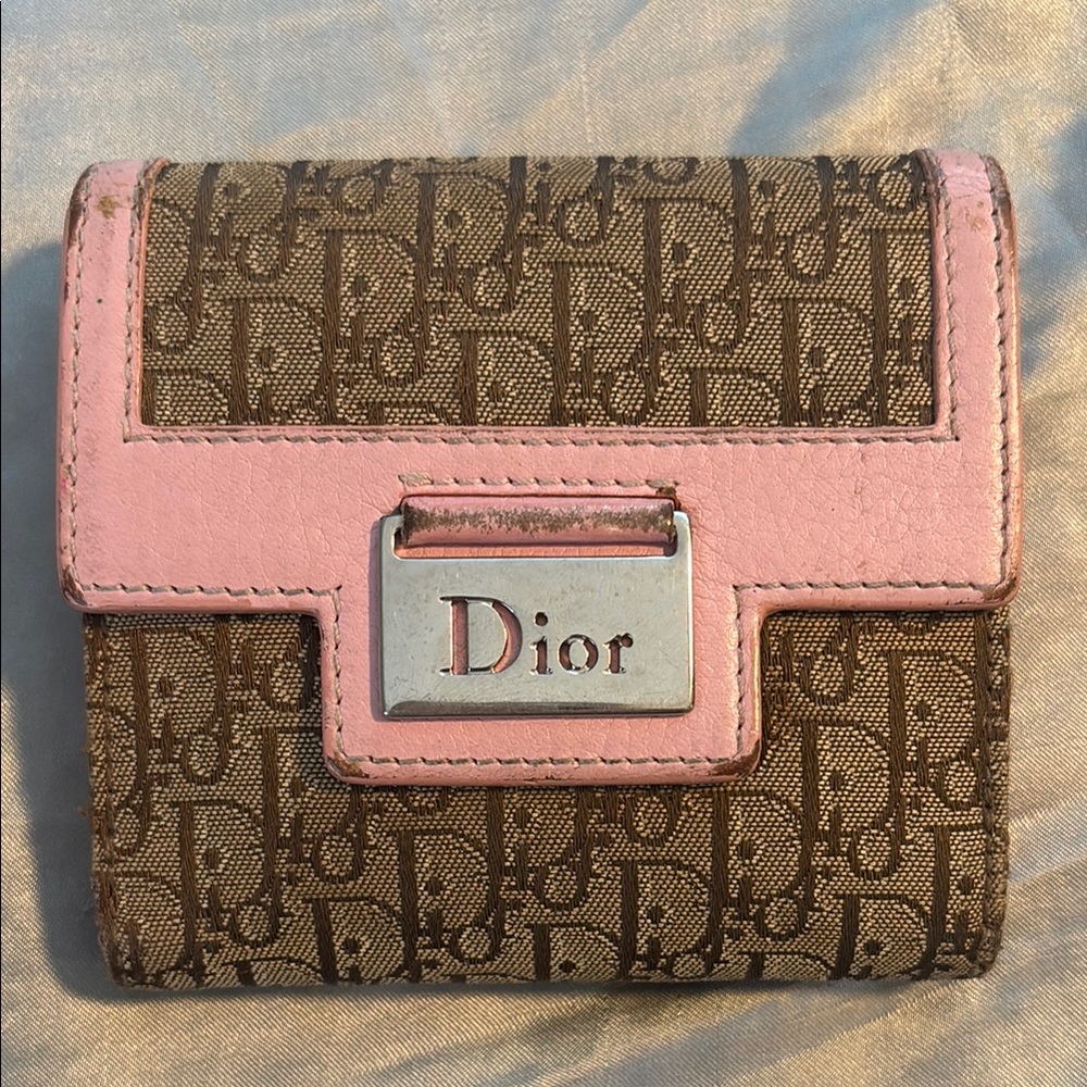 Dior Brown and Light Pink Compact Wallet